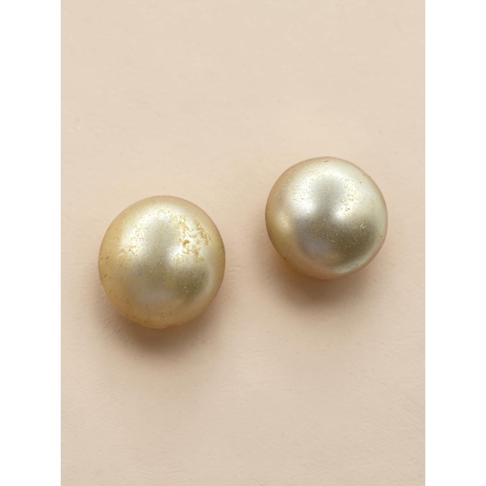 Vintage Faux Pearl Stud Earrings Cream Round Oversized Post Back Jewelry